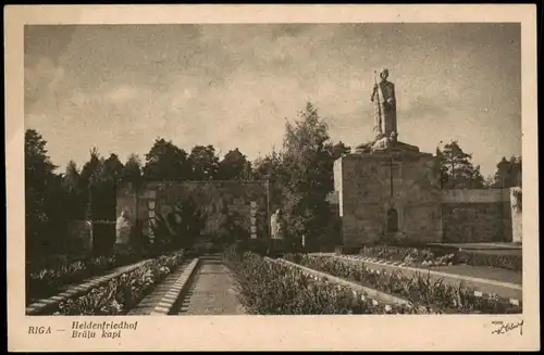 Postcard Riga Rīga Ри́га Heldenfriedhof Brāļu kapi 1940