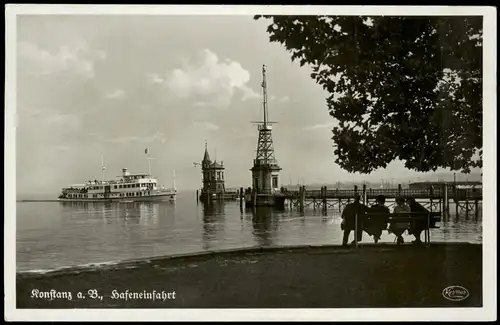 Konstanz Hafen Bodensee, einlaufendes Fahrgastschiff, Schiff 1939