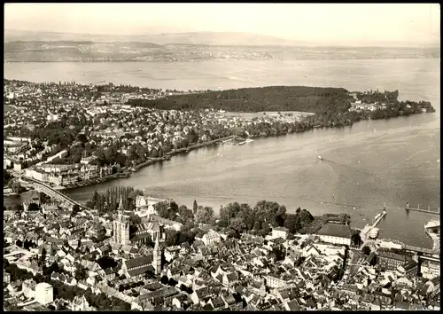 Ansichtskarte Konstanz Luftbild mit Bodensee mit Horn 1960