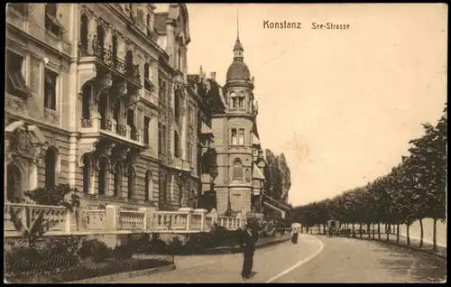 Ansichtskarte Konstanz Seestrasse Straßen Ansicht 1925