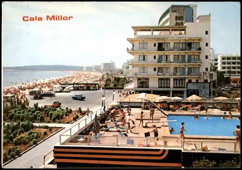 Postales Cala Millor Strand, Hotel Gebäude mit Pool 1980