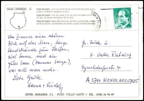 Postales Playa del Inglés Panorama Ansicht Strand Beach Playa 1990