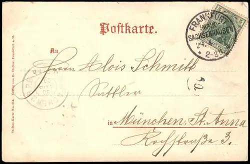 Ansichtskarte Frankfurt am Main Zeil mit Hauptwache 1903  Stempel Sachsenhausen