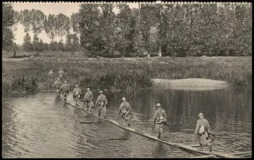 Passerelle légère d'infanterie; Militär Propaganda (Frankreich) 1910