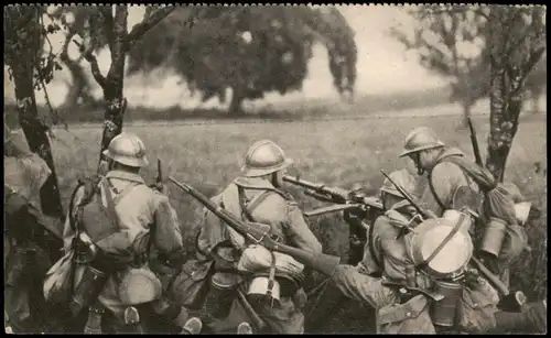 Mitrailleuse en batterie, Militär & Propaganda (Frankreich) 1910