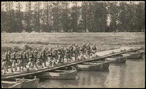 Pont de bateauxMilitär & Propaganda (Frankreich) Militaria Brückenbau 1910