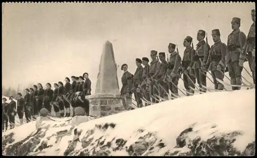 Col de l'Aution Chasseurs  Nord-Africains dans la neige Propaganda Militär 1910