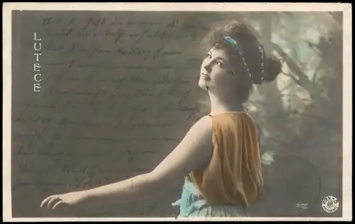 Fotokunst: LUTECE Pose einer jungen Frau 1904     Schöneck (Ankunftsstempel)