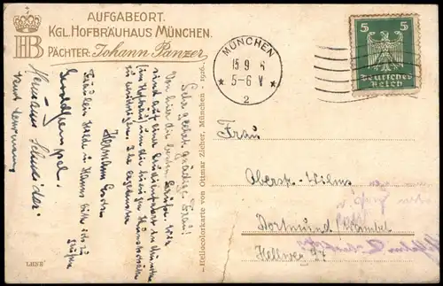 München Bier-Überschwemmung Humor-AK des Könglichen Hofbräuhaus 1926