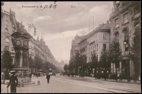 Ansichtskarte Frankfurt am Main Zeil 1907  gel. Stempel Frankfurt Main