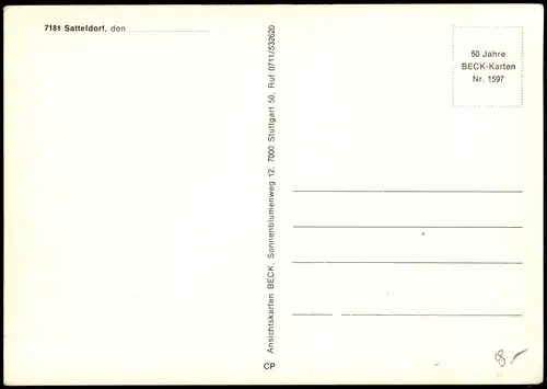 Satteldorf Mehrbild-AK mit 4 Ortsansichten u.a. Freibad, Kirche 1980