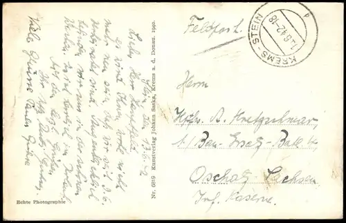 Ansichtskarte Dürnstein Panorama  1942 im 2. Weltkrieg Feldpost  (nach Oschatz)