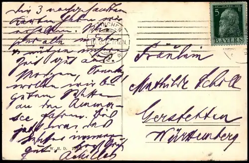 München Denkmal König Ludwig II. auf der Corneliusbrücke 1912