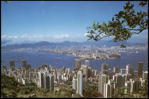 Postcard Hongkong Stadt Panorama City View 1980