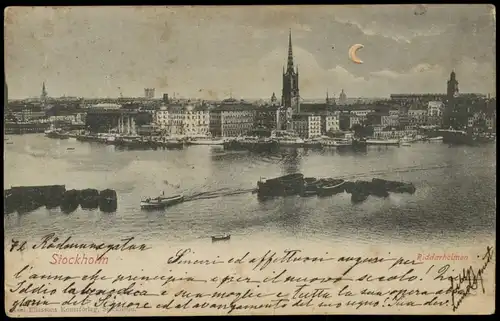 Postcard Stockholm Riddarholmen Panorama-Ansicht 1912
