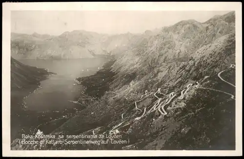 Postcard Njeguši Montenegro Његуши Lovcen Blick in die Bucht 1928