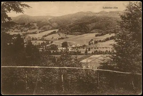 Großholzleute-Isny Panorama-Ansicht Blick zur Schletter-Alm 1925