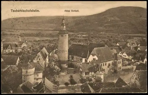 Ansichtskarte Tauberbischofsheim Partie  alten Schloß 1922  Vorinfla Ziffern