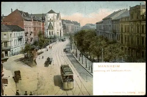 Ansichtskarte Mannheim Luisenring, Straßenbahn 1904
