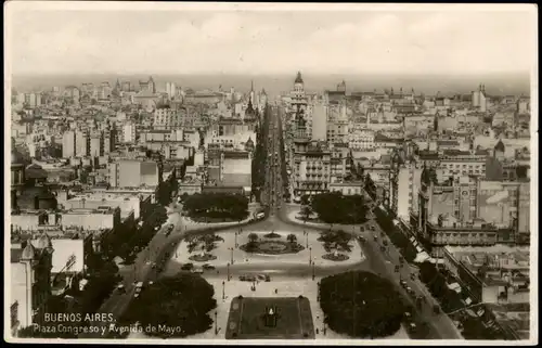 Buenos Aires Plaza Congreso y Avenida de Mayo, City-Panorama 1930