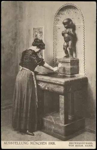 Ansichtskarte München BRUNNENBUBERL VON HERM. HAHN. 1908
