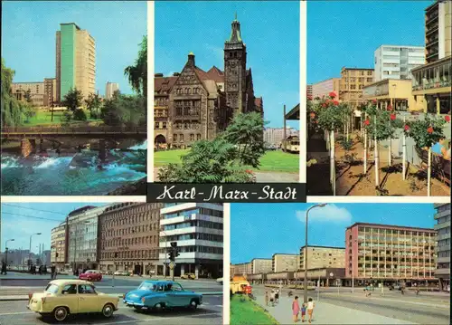 Chemnitz Wilhelm-Pieck-Straße, Rathaus, Rosenhof, Karl-Marx-Allee, Straße der Nationen 1972