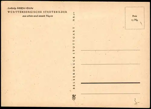 Markgröningen Künstlerische Ansicht nach Ludwig Schäfer-Grohe 1950