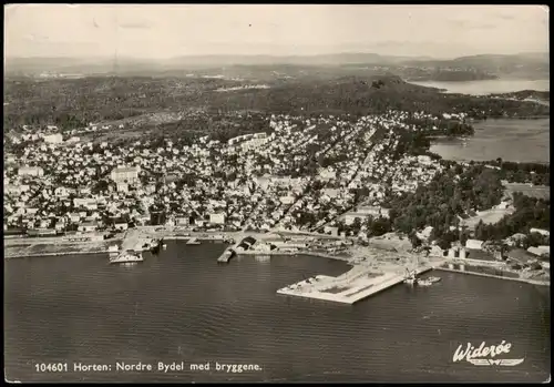 .Dänemark - Horten Nordre Bydel med bryggene, Luftaufnahme Dänemark 1964   gelaufen mit Stempel HORTEN