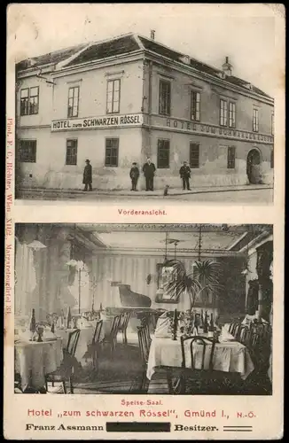 Gmünd (Niederösterreich) HOTEL zum SCHWARZEN RÖSSEL Innen-/Außenansicht 1910