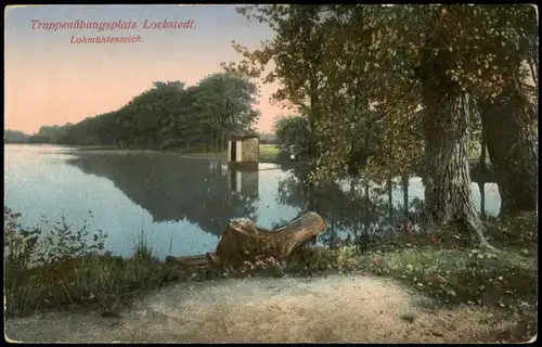 Ansichtskarte Lockstedter Lager Truppenübungsplatz Lohmühlenteich 1915   1. Weltkrieg Feldpost gelaufen (Soldatenbrief Stempel)