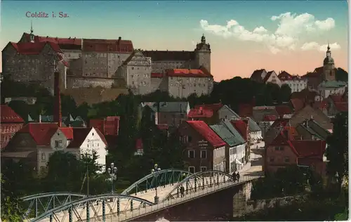 Ansichtskarte Colditz Stadtpartie - Brücke 1913