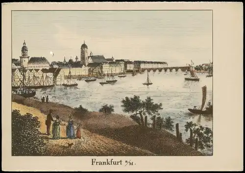 Frankfurt am Main Stadt-Ansicht von Südwesten nach Lithographie von Droesse bzw. Weydner (anno 1827) 1970