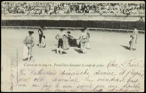 Stierkampf Torrero Course de ta treaux. Puntillero donnant le 1903