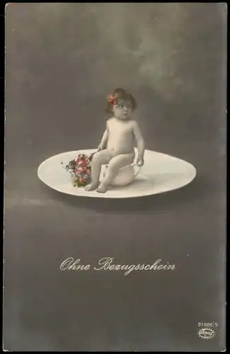 Glückwunsch - Geburt eines Kindes Ohne Bezugsschein - Fotokunst 1916