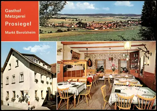 Markt Berolzheim Gasthof Metzgerei Prosiegel 1974  gel Oberrandstück