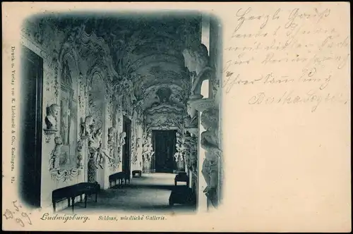 Ansichtskarte Ludwigsburg Innenansicht Schloss, nördliche Gallerie 1902/1899