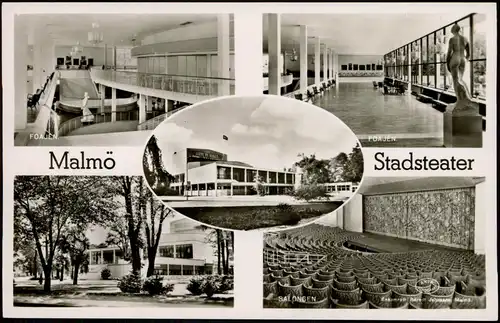 Postcard Malmö Staatstheater Stadsteater 5 Ansichten Mehrbildkarte 1950