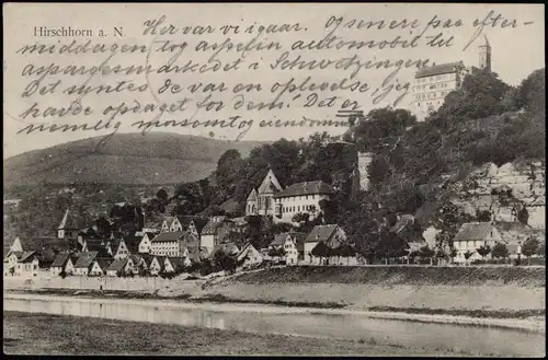 Hirschhorn (Neckar) Panorama-Ansicht, Partie am Neckar 1913/0000