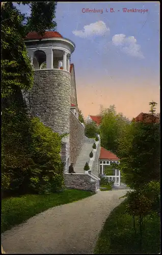 Ansichtskarte Offenburg Wenktreppe 1918   1. Weltkrieg Feldpost (Briefstempel)