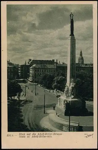 Postcard Riga Rīga Ри́га Blick auf die Straße 1940