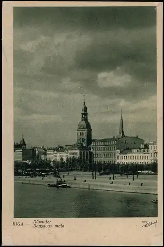 Riga Rīga Ри́га Dünaufer Daugavas mala Panorama-Ansicht 1940