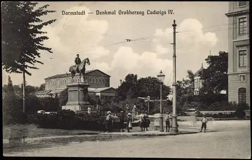 Ansichtskarte Darmstadt Denkmal Großherzog Ludwigs IV. 1907