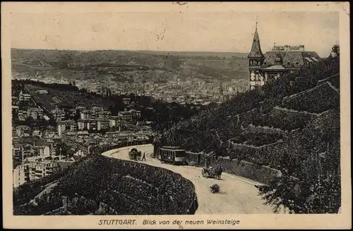 Ansichtskarte Stuttgart Panorama-Ansicht Blick von der neuen Weinsteige 1910