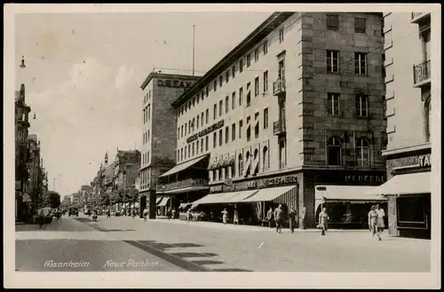 Ansichtskarte Mannheim Neue Planken, Geschäfte 1946  gel. Besatzung