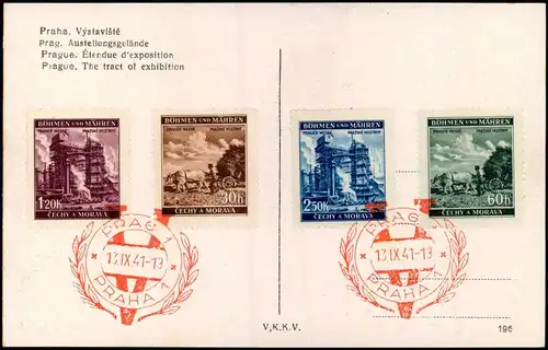 Prag Praha Ausstellungsgelände 1941  Briefmarken Satz Böhmen M  Sonderstempel