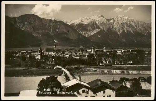 Hall in Tirol Solbad Hall Panorama-Ansicht mit Salzberg u. Bettelwurf 1930