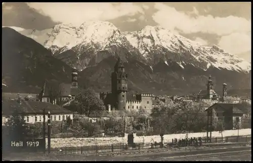Ansichtskarte Hall in Tirol Solbad Hall Ortsansicht mit Berg-Panorama 1920