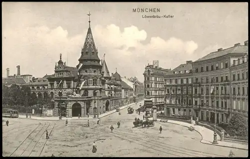 Ansichtskarte München Löwenbräukeller 1918 1. Weltkrieg Feldpost nach Landshut