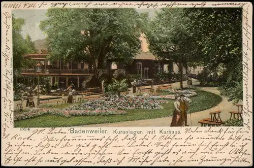 Ansichtskarte Badenweiler Kuranlagen mit Kurhaus 1902