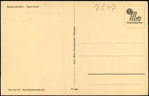 Ansichtskarte Badenweiler Partie im Schwimmbad 1934